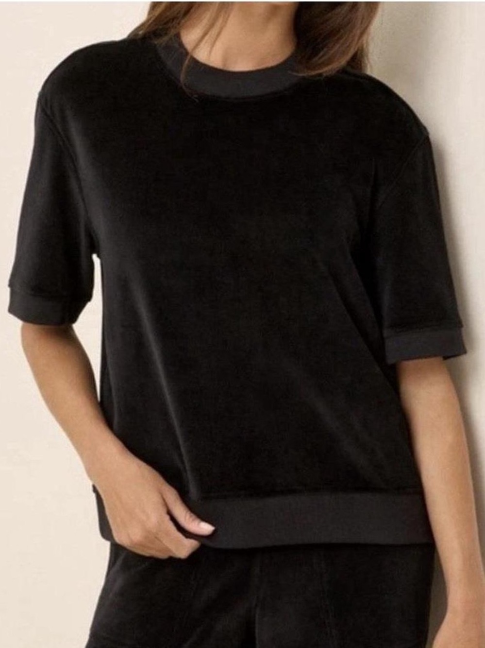 Pact Organic Pure Velour Sweatshirt Tee Boxy Clean Casual Black | Size Small